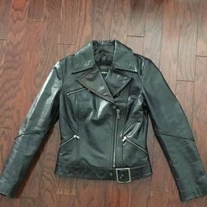 Women’s Express Leather Jacket Quilted Lined Sz S